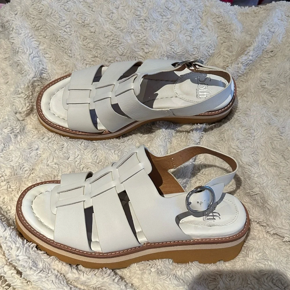 SOFFT size 10 White Patrina Leather Iconic Fisherman Sandals NEW - Picture 8 of 12
